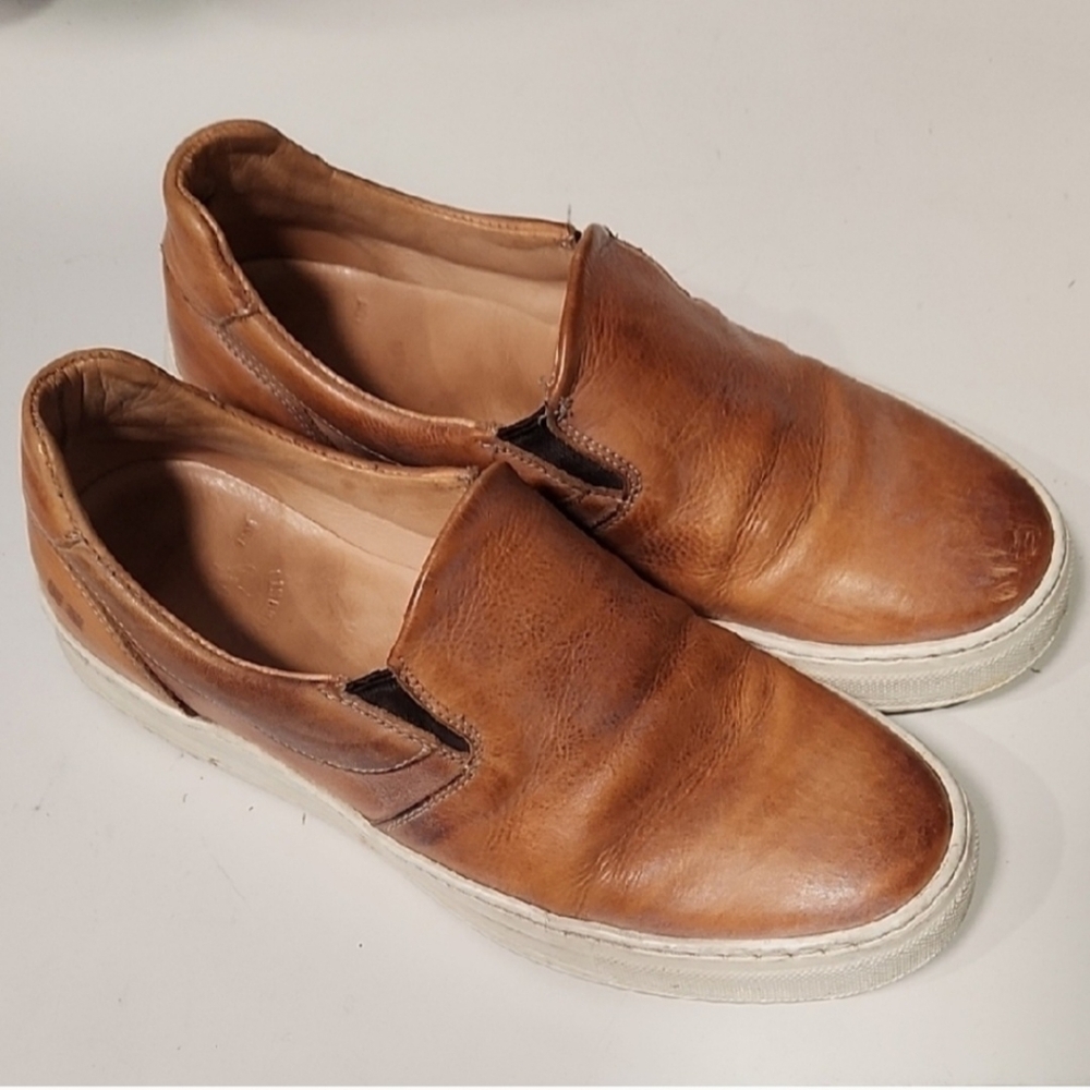 Bed Stud Brown Leather Slip-On Shoes